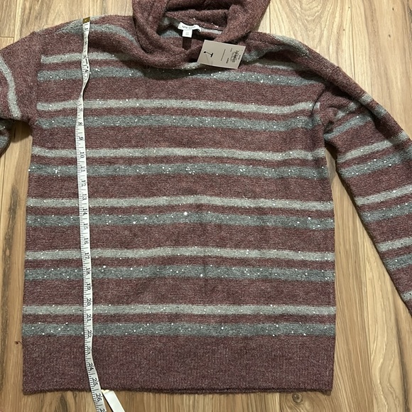 NWT Mauve striped glitter hooded sweater - Picture 5 of 7